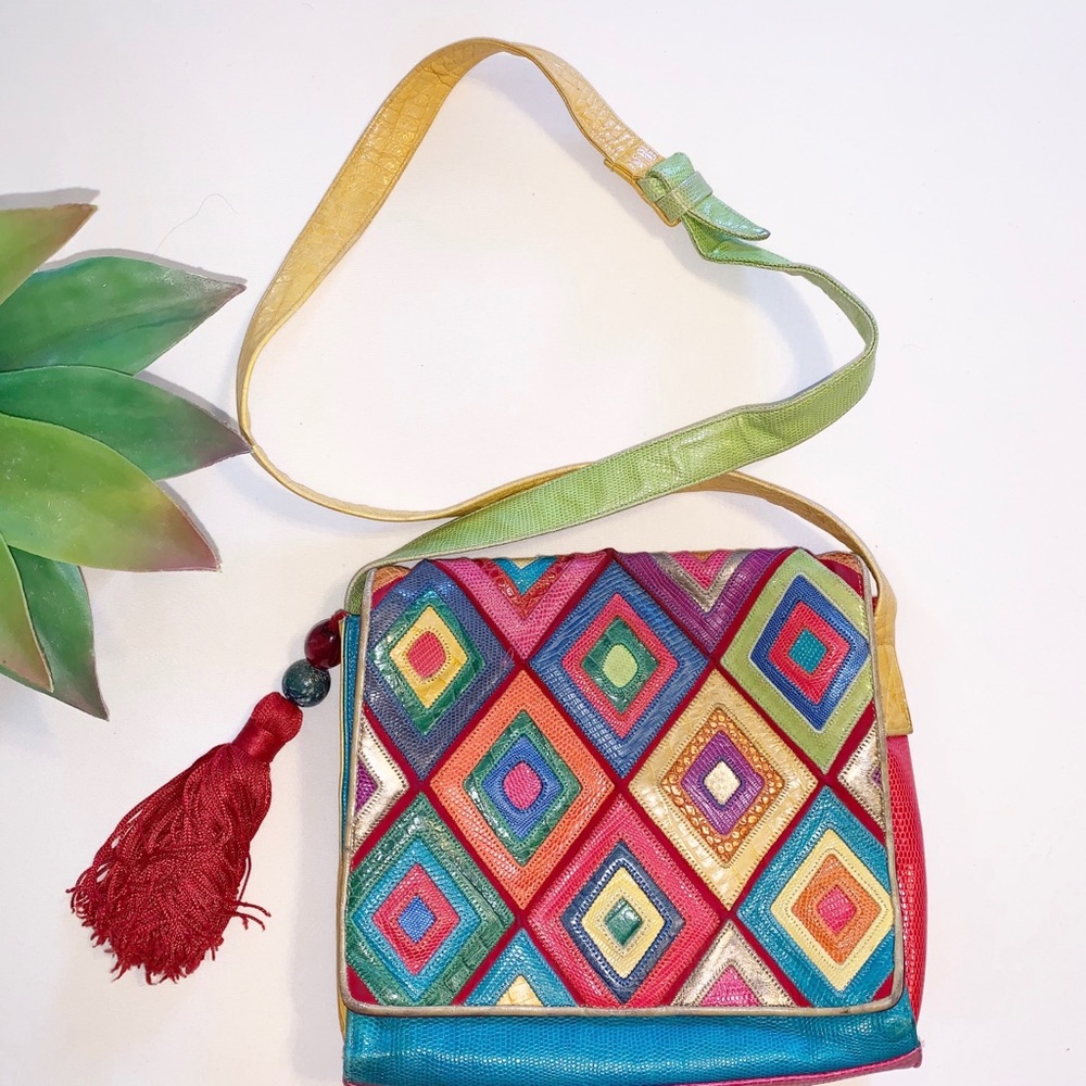 ****SOLD*****Sharif vintage multicolor leather bag - Picture 1 of 8